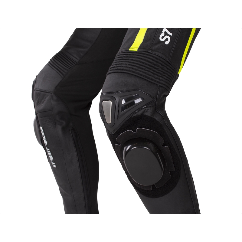 Street Racer Fast Track 2 Musta-valkoinen-keltainen moottoripyöräilyhaalari alennusmyynti