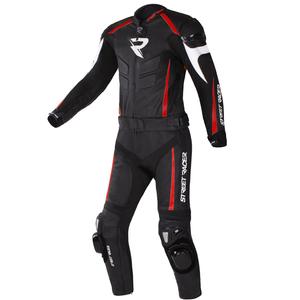 Street Racer Fast Track 2 Musta, valkoinen ja punainen moottoripyöräilyhaalari alennusmyynti