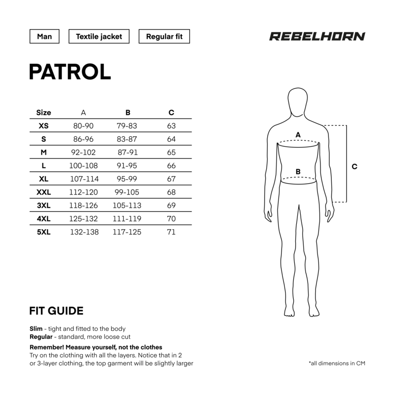 Rebelhorn Patrol musta-harmaa-fluo-keltainen moottoripyörä takki