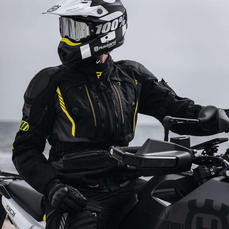 Rebelhorn Patrol musta-harmaa-fluo-keltainen moottoripyörä takki