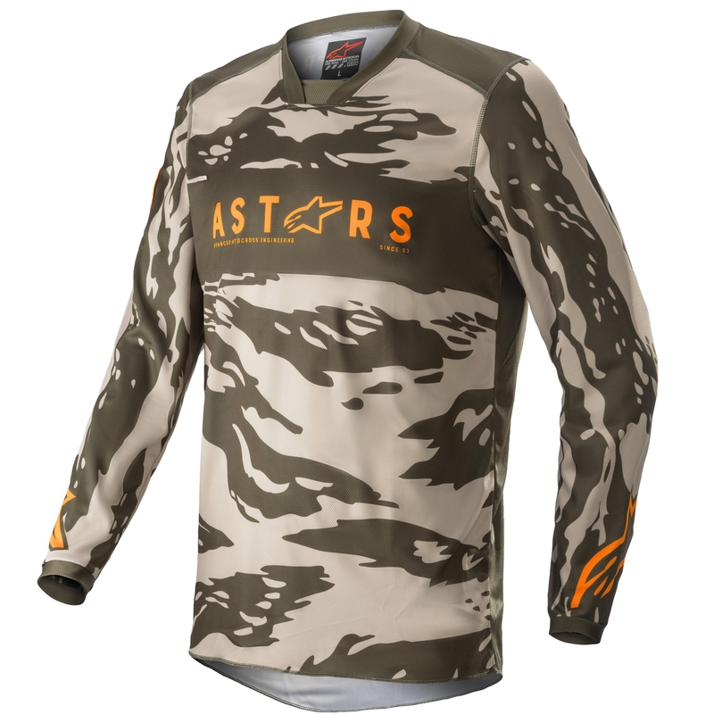 Lasten motocross pelipaita Alpinestars Racer Tactical camo vihreä-beige-oranssi