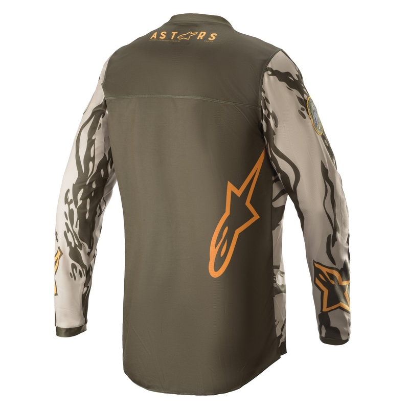 Lasten motocross pelipaita Alpinestars Racer Tactical camo vihreä-beige-oranssi