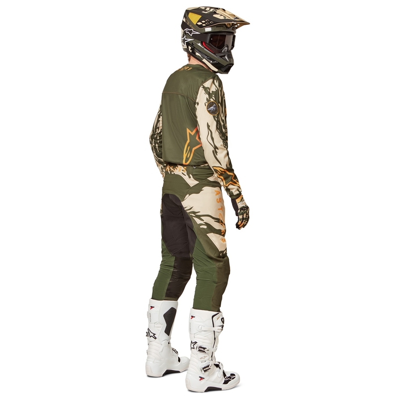 Lasten motocross pelipaita Alpinestars Racer Tactical camo vihreä-beige-oranssi