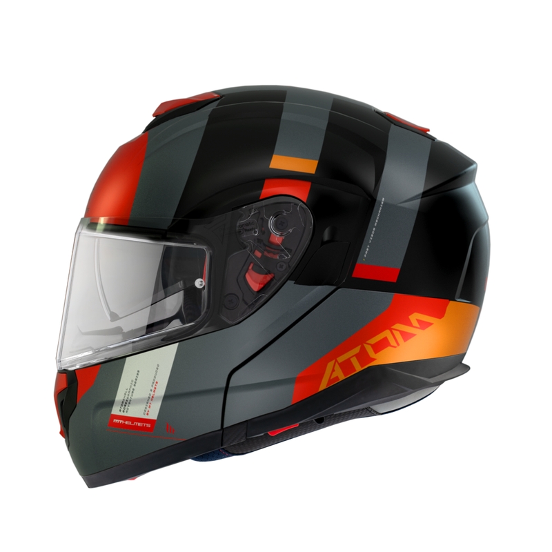 Vyklápěcí přilba na motorku MT Atom SV Gorex B4 černo-šedo-červeno-oranžová výprodej