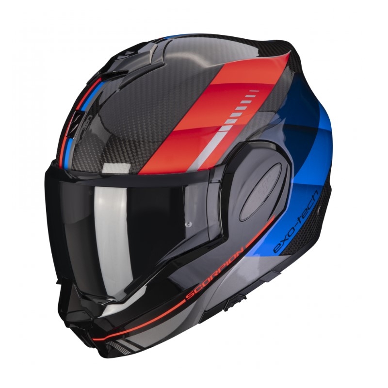Překlápěcí přilba Scorpion EXO-TECH EVO Carbon Genus černo-modro-červená