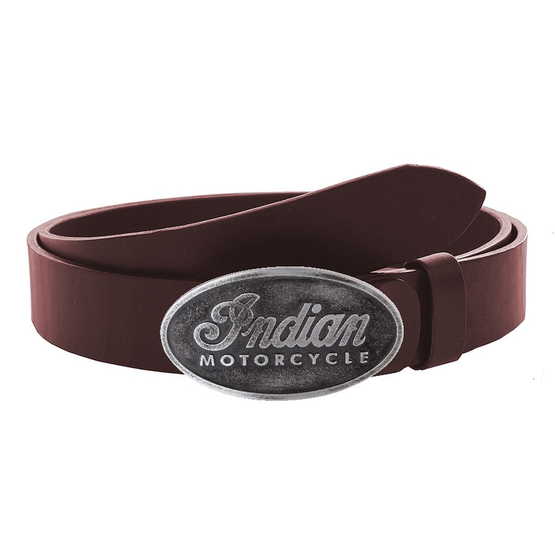 Nahka moto vyö soljella Indian Motorcycle ruskea