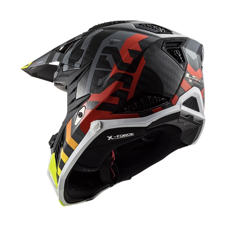 Motocross kypärä LS2 MX703 C X-Force Barrier H-V musta-harmaa-punainen-keltainen