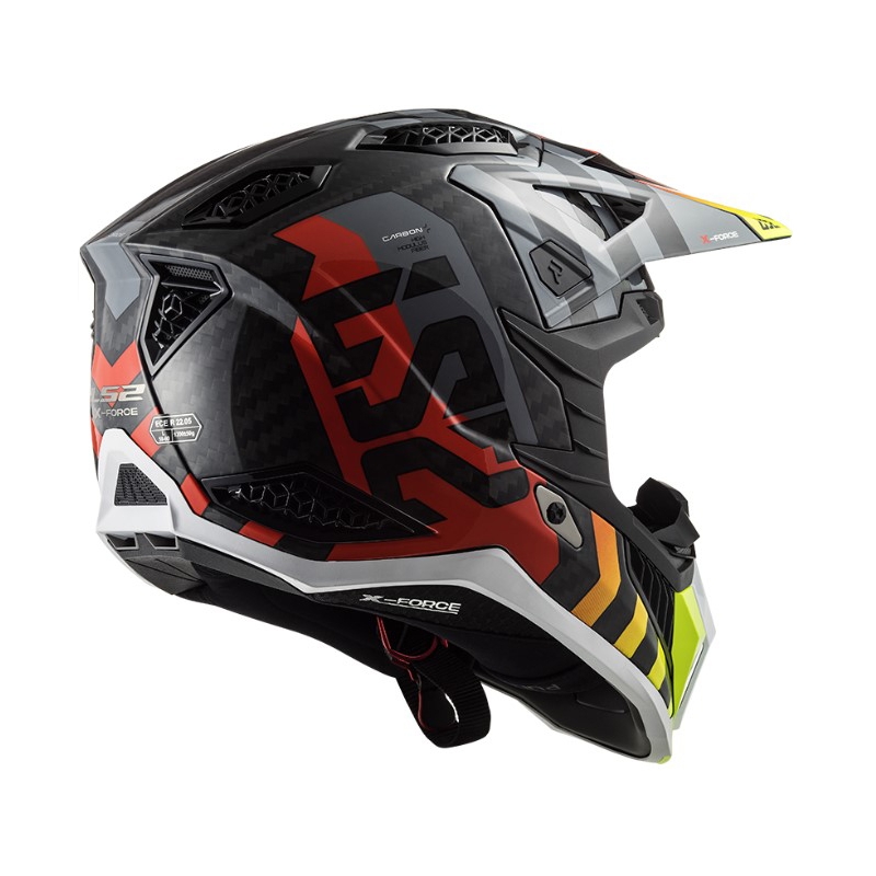 Motocross kypärä LS2 MX703 C X-Force Barrier H-V musta-harmaa-punainen-keltainen