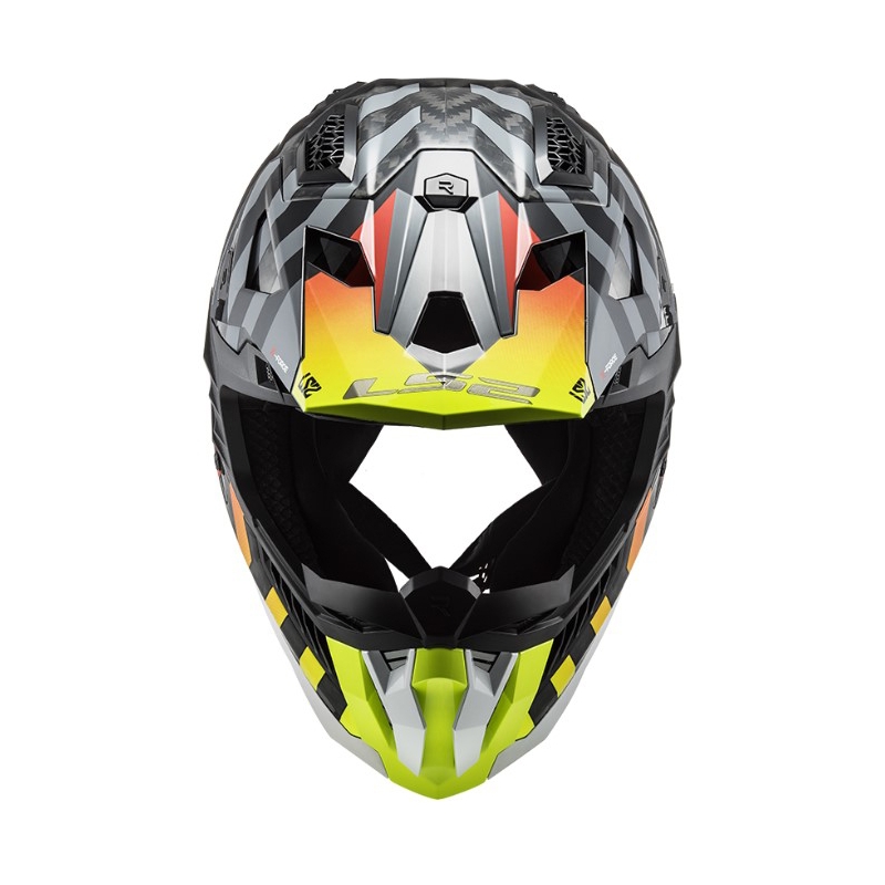 Motocross kypärä LS2 MX703 C X-Force Barrier H-V musta-harmaa-punainen-keltainen