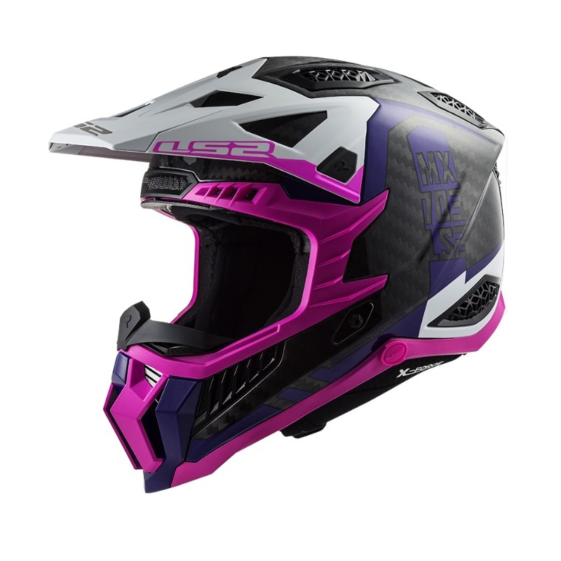 Motocross kypärä LS2 MX703 C X-Force Victory musta-valkoinen-violetti-pinkki
