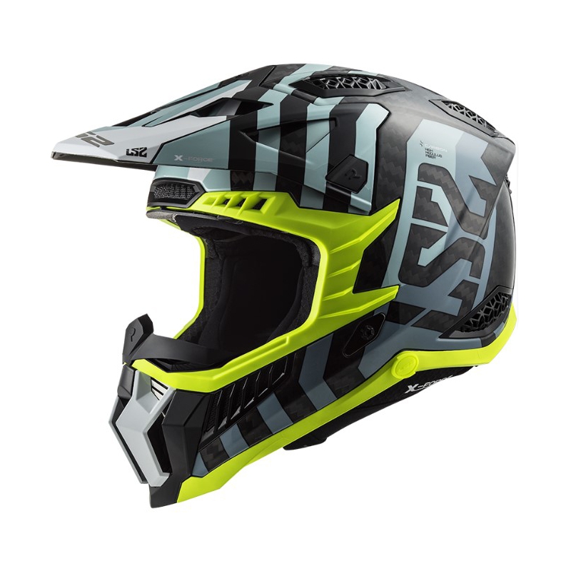 Motocross kypärä LS2 MX703 C X-Force Barrier musta-sininen-fluokokeltainen