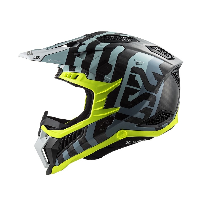 Motocross kypärä LS2 MX703 C X-Force Barrier musta-sininen-fluokokeltainen