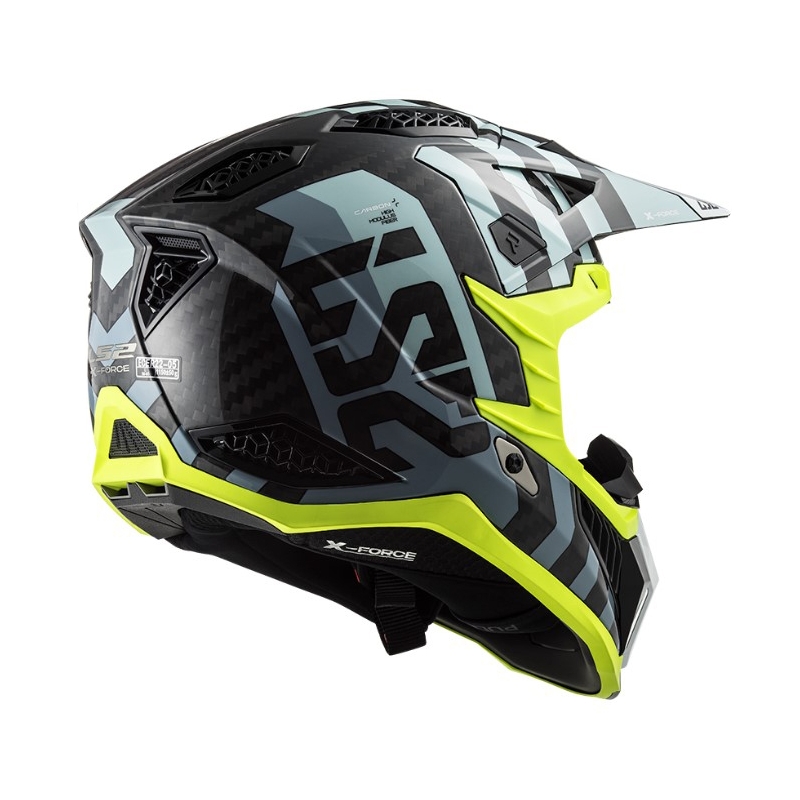 Motocross kypärä LS2 MX703 C X-Force Barrier musta-sininen-fluokokeltainen