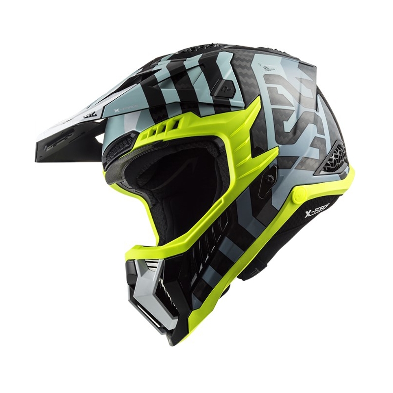 Motocross kypärä LS2 MX703 C X-Force Barrier musta-sininen-fluokokeltainen