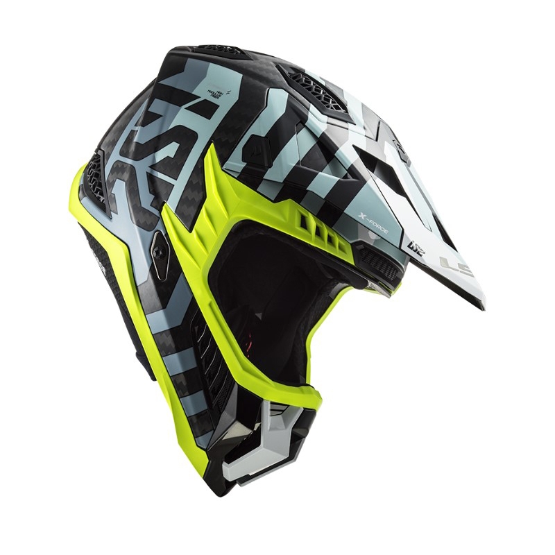 Motocross kypärä LS2 MX703 C X-Force Barrier musta-sininen-fluokokeltainen