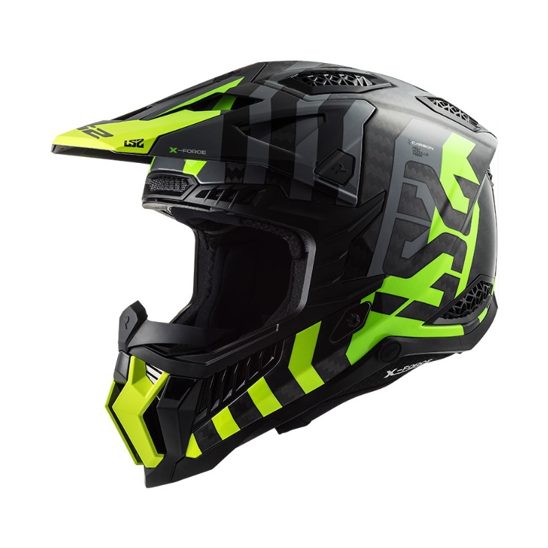 Motocross kypärä LS2 MX703 C X-Force Barrier H-V musta-harmaa-fluo-keltainen