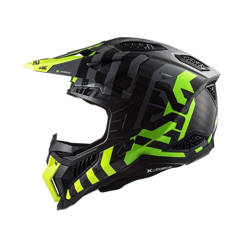Motocross kypärä LS2 MX703 C X-Force Barrier H-V musta-harmaa-fluo-keltainen