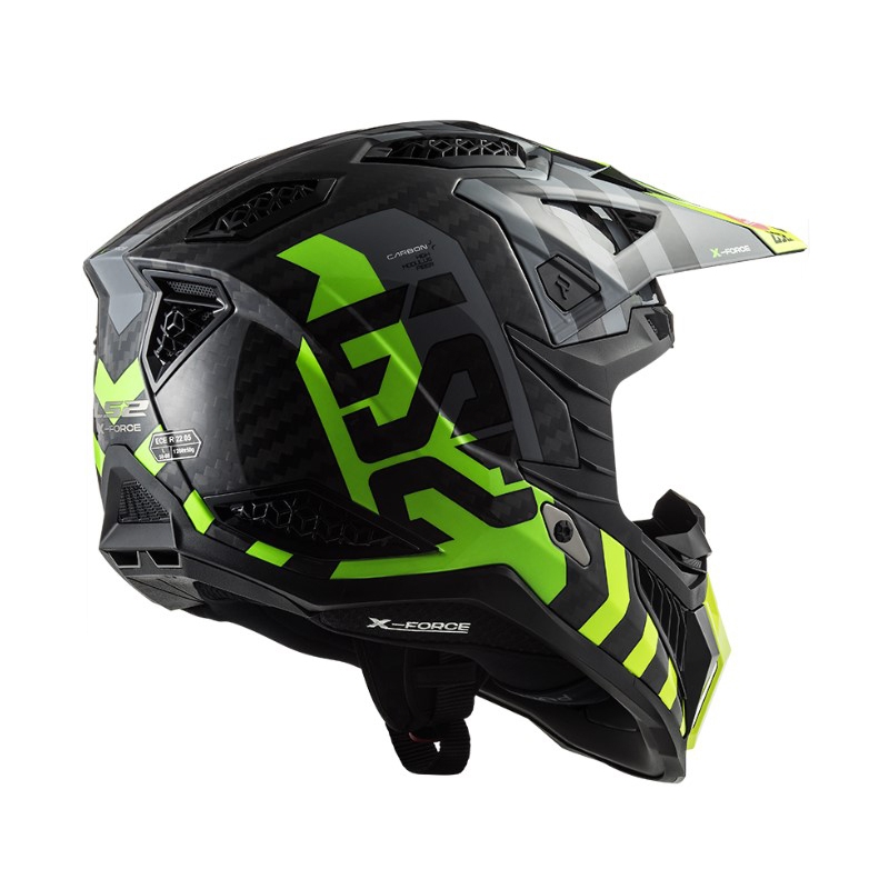 Motocross kypärä LS2 MX703 C X-Force Barrier H-V musta-harmaa-fluo-keltainen