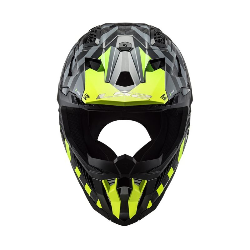 Motocross kypärä LS2 MX703 C X-Force Barrier H-V musta-harmaa-fluo-keltainen
