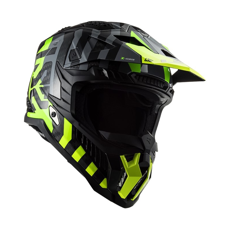 Motocross kypärä LS2 MX703 C X-Force Barrier H-V musta-harmaa-fluo-keltainen