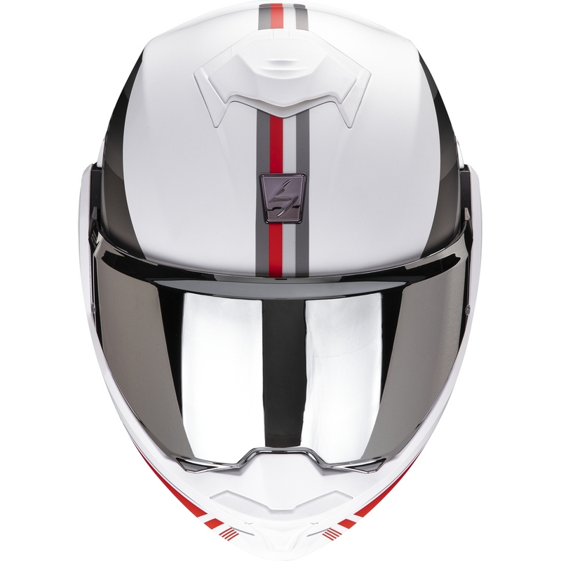 Překlápěcí přilba na motorku Scorpion EXO-TECH EVO Genre bílo-stříbrno-červená výprodej