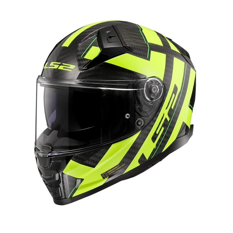 LS2 FF811 Vector II C Strong musta-fluo-keltainen integraalinen moottoripyöräilykypärä