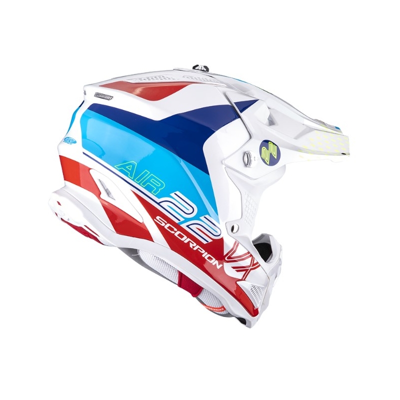 Motocross kypärä Scorpion VX-22 Air Ares valkoinen-sininen-punainen