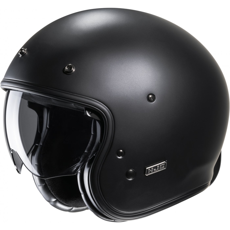 HJC V31 Solid semi-flat musta open-face moottoripyöräkypärä