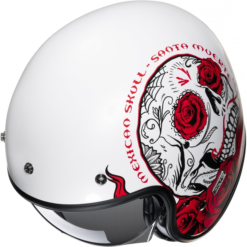 Avoin moottoripyöräilykypärä HJC V31 Desto MC1 valkoinen-musta-punainen