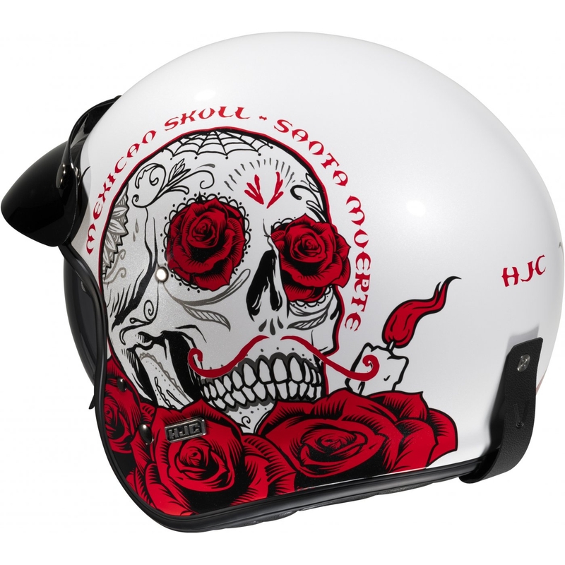 Avoin moottoripyöräilykypärä HJC V31 Desto MC1 valkoinen-musta-punainen