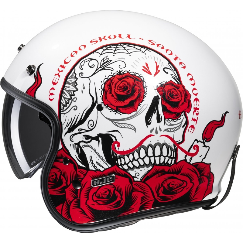 Avoin moottoripyöräilykypärä HJC V31 Desto MC1 valkoinen-musta-punainen