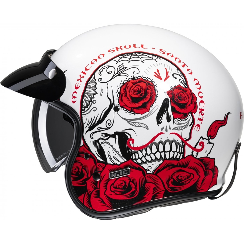 Avoin moottoripyöräilykypärä HJC V31 Desto MC1 valkoinen-musta-punainen