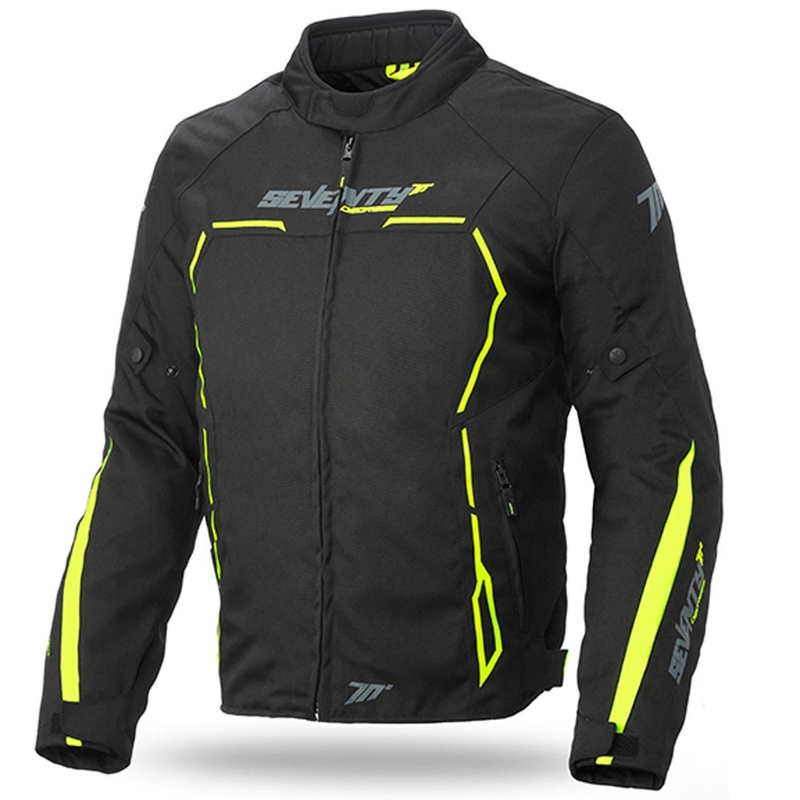 Moottoripyörätakki SEVENTY DEGREES SD-JR65 musta-fluo keltainen