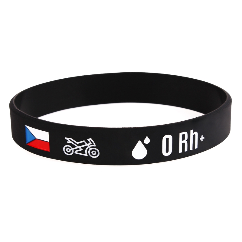 Silikoninen moto-rannekoru veriryhmällä 0 RH+