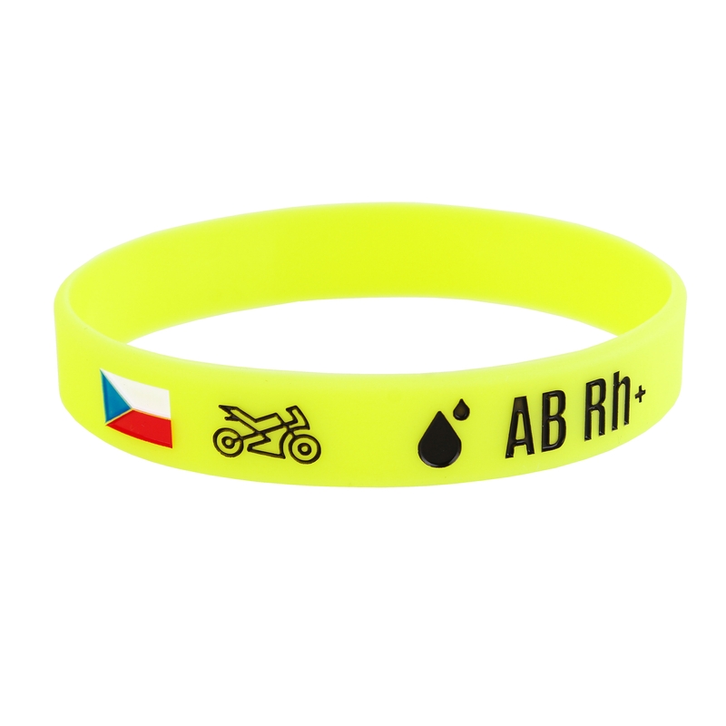 Silikoninen moto-rannekoru veriryhmällä AB RH+