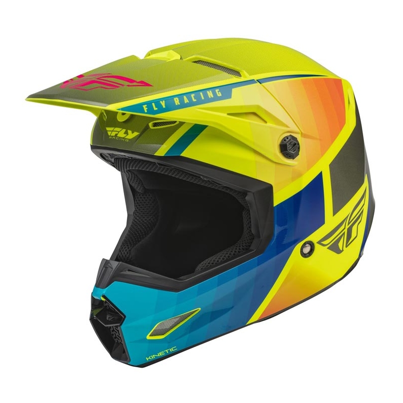 Motokrosová přilba FLY Racing Kinetic Drift modro-fluo žluto-šedá