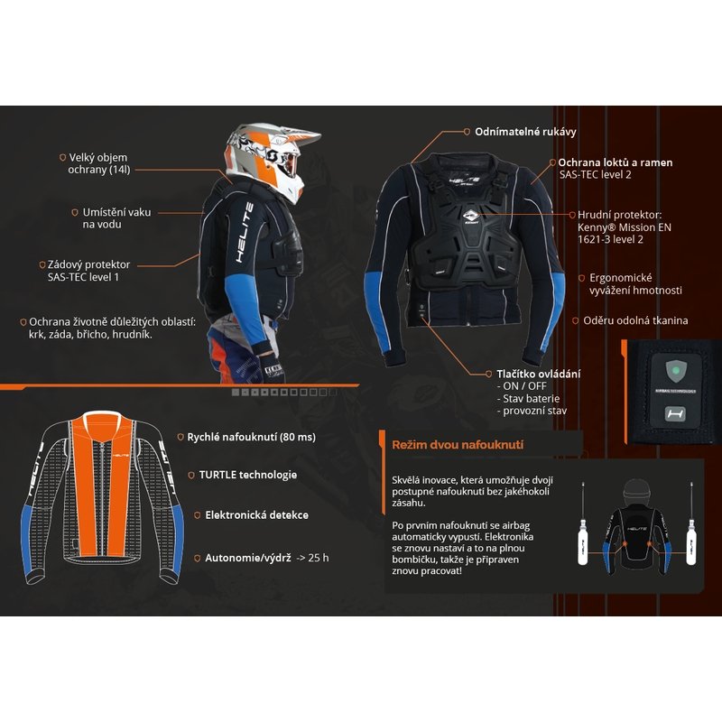 Moottoripyörän turvatyyny HELITE Turvatyyny Off Road Dakar - liivi