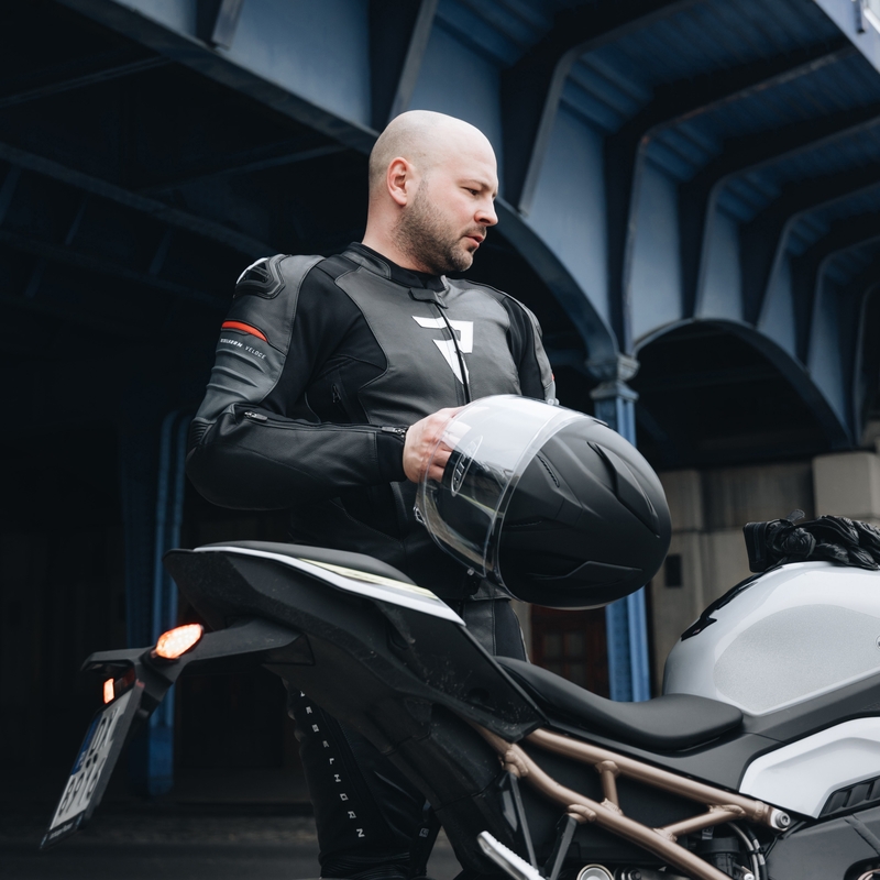 Rebelhorn Veloce Musta-Fluo Red Nahka Moottoripyöräily takki
