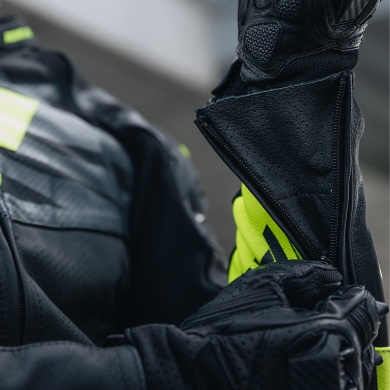 Rebelhorn Vandal Musta-Fluo Keltainen Nahka Moottoripyöräily takki alennusmyynti