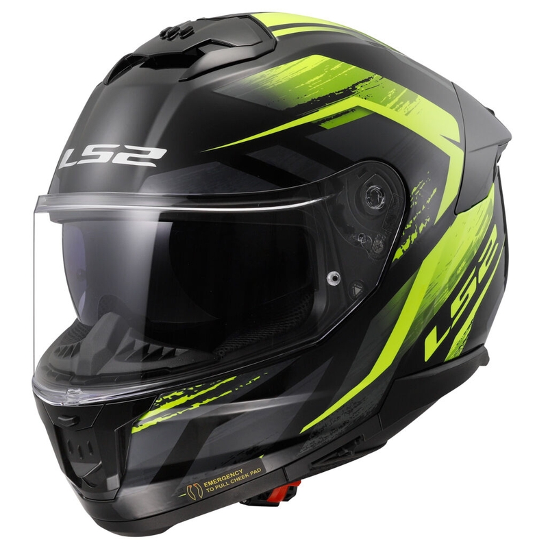 LS2 FF808 Stream II Fury musta-fluo-keltainen integroitu moottoripyöräilykypärä