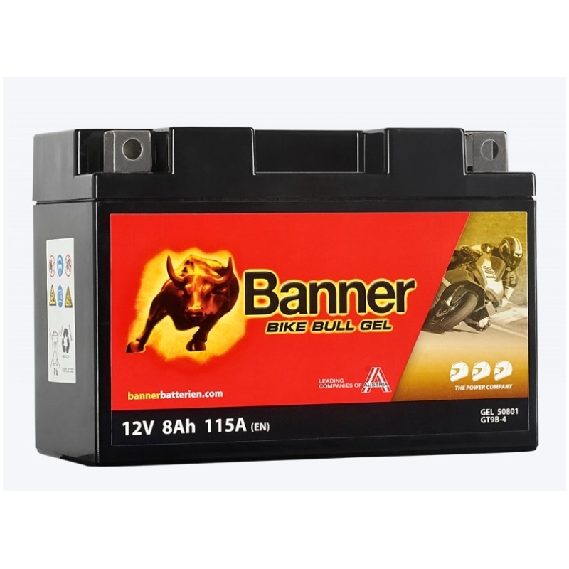 Geeliakku Banner Bike Bull Gel 12V, YT9B-4, 8AH, 115A
