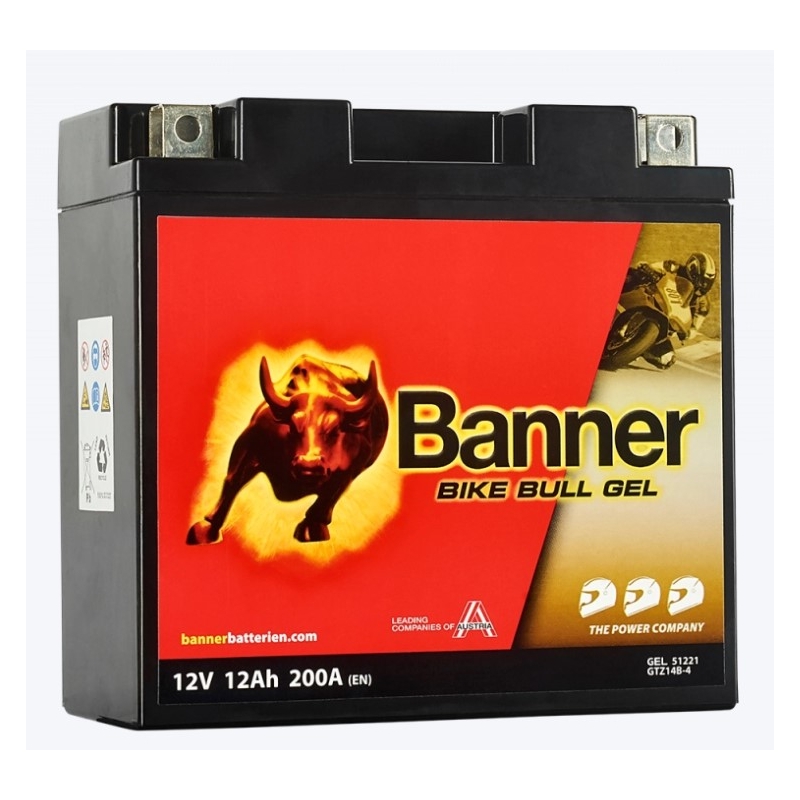 Geeliakku Banner Bike Bull Gel 12V, YT14B-4, 12AH, 200A