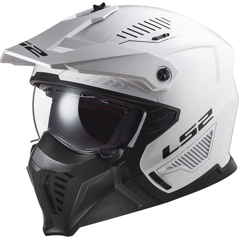 Trial Moottoripyöräilykypärä LS2 OF606 Drifter Solid Valkoinen