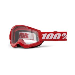 Motocross lasit 100% STRATA 2 Uusi punainen (kirkas pleksi)
