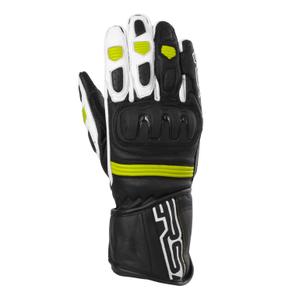Moottoripyöräilykäsineet RSA Gappa 2 musta-valkoinen-fluokokeltainen