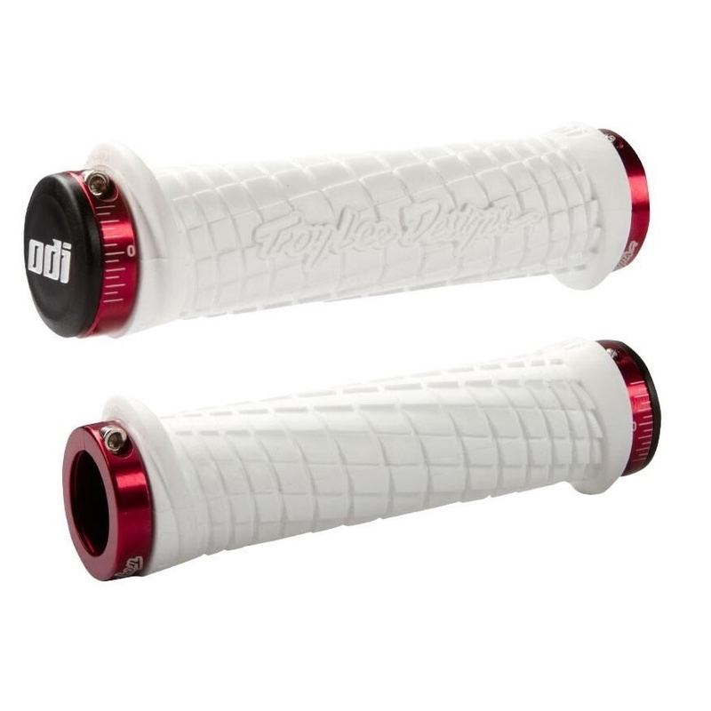 Kahvat ODI TROY LEE DESIGNS SIGNATURE ATV LOCK-ON valkoinen-punainen