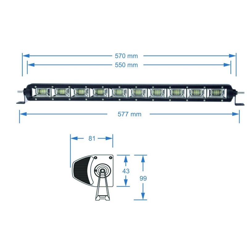 LED-valoramppi SHARK LED-valopalkki , ETI LED, 21,5",100W