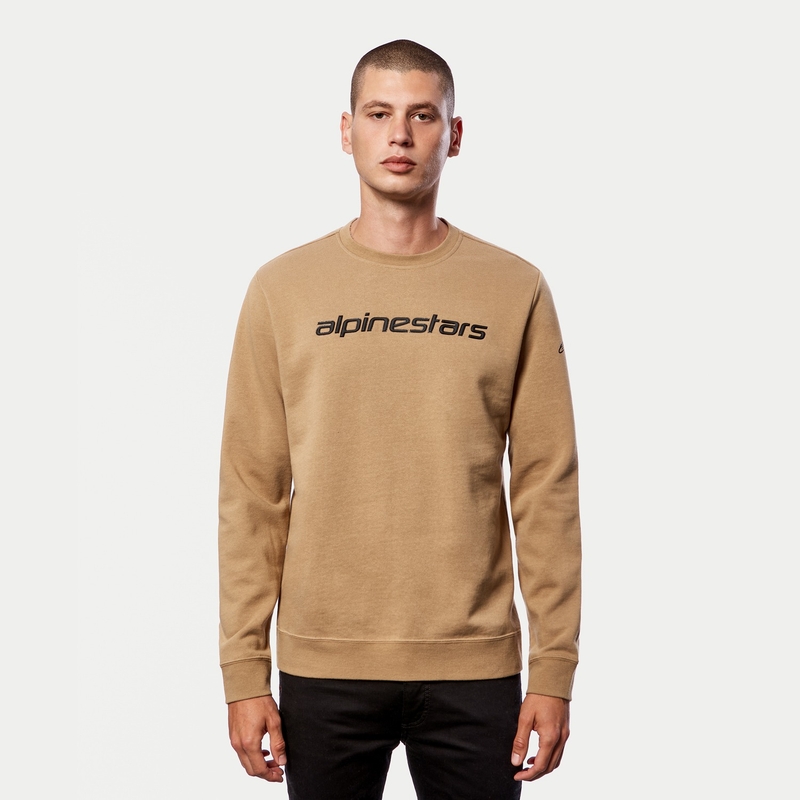 Mikina Alpinestars Linear Crew Fleece pískovo-černá