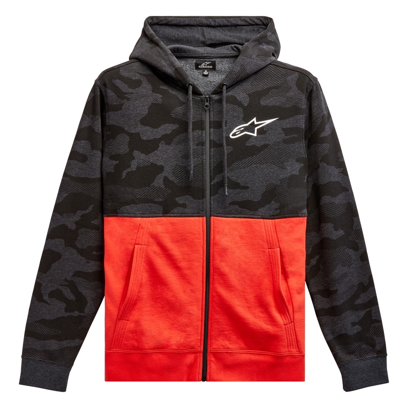 Mikina Alpinestars Camo Block Hoodie šedá camo-červená fluo