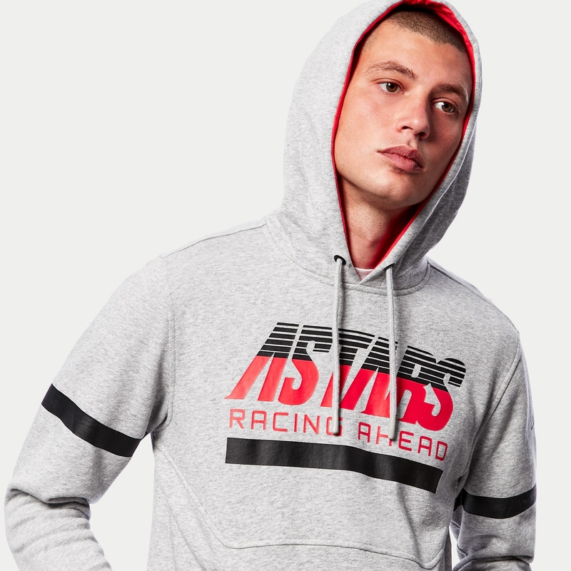 Mikina Alpinestars Club Hoodie šedo-černo-červená